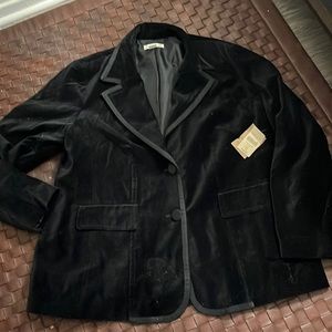 Cold Water Creek Black Cotton Velveteen Blazer Size 18